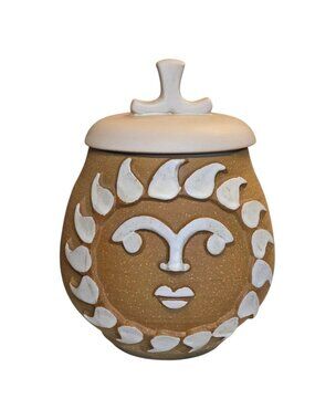 Metlox Poppytrail Sun Face Cookie Jar RARE California Vintage Pottery AS IS Read